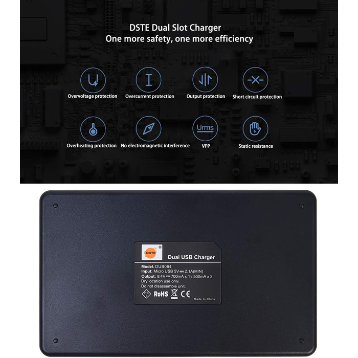 Подвійний зарядний пристрій DSTE NP-FH50 USB для Sony NP-FP50, NP-FH100, NP-FV50, NP-FV/FP/FH акумуляторів, Micro-USB