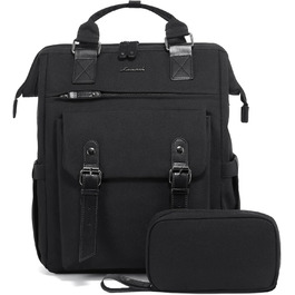 LOVEVOOK Рюкзак для жінок, 18 дюймів, водонепроникний, рюкзак для подорожей, ручна поклажа, чорний з кишенею для кабелю, відділенням для ноутбука, рюкзак на день для школи, університету, бізнесу та подорожей, 18 дюймів, чорний