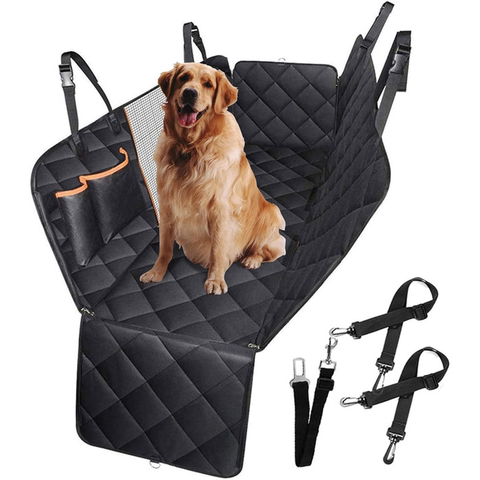 Накладна на сидіння автомобіля для собак Caliyo, 143.5x134 см, чорно-помаранчевий, водонепроникна та стійка до подряпин