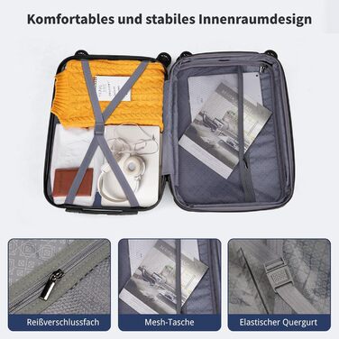 Набір валіз LEADZM 3 шт. з колесами, великий, жорсткий ABS+PC, телескопічна ручка, ручна поклажа (М'ятний)