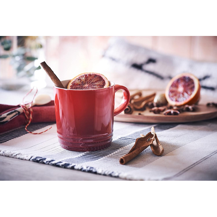 Le Creuset 4-Piece Stoneware Mug Set, 350 ml each, Cherry Red, 79113350600000