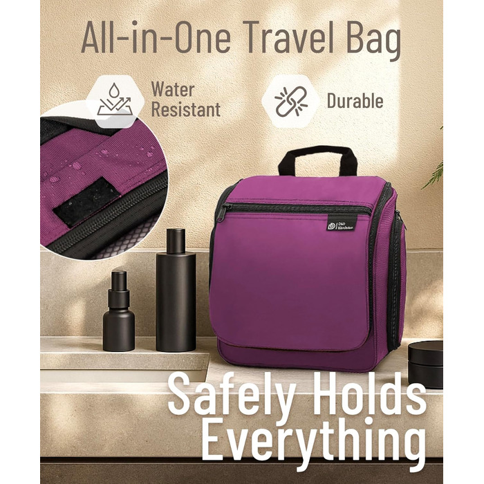 Органайзер для косметики та туалетних аксесуарів D&D – Розкладний дорожній органайзер для жінок та чоловіків (фіолетовий)