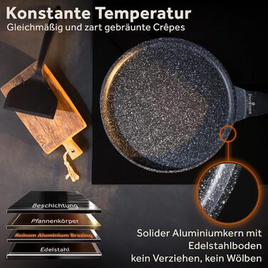 ZWIEGER Сковорода для млинців з антипригарним покриттям 26 см, індукція, з силіконовою лопаткою