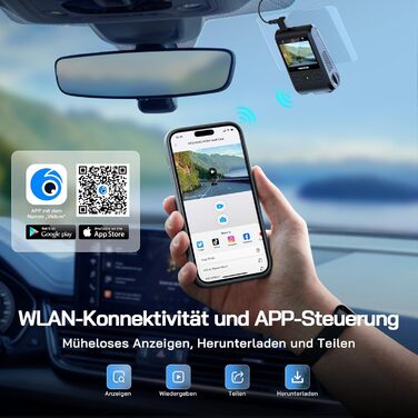 Dashcam WOLFANG Mini 2.5K 1440P WiFi з SD 32GB: Нічне Бачення, Широкий Кут 170°, WDR, Паркувальний Режим, G-Sensor, Циклічна Запис