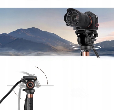 Штатив-монопод для фотозйомки Cayer FP34DV з голівкою H8 та платформою для DSLR PRO