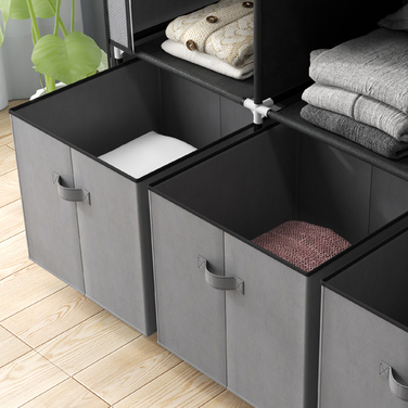 HOMCOM Folding Wardrobe, Fabric Closet, Zipped Folding Cabinet, Non-woven Fabric, Dark Grey, 125x43x162.5cm | Aosom
