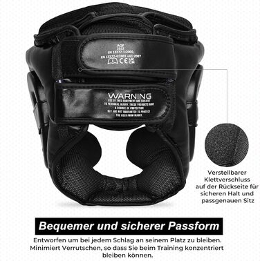 CE-Certified Boxing Headgear - Kickboxing, Muay Thai, Karate, Taekwondo Headguard (XL)