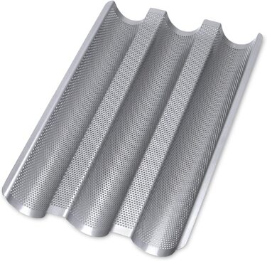 Baker's Sheet - Baguette Baking Sheet - 37 x 24 cm - for 3 Baguettes, H 2.5 cm - High-quality Non-Stick Coating