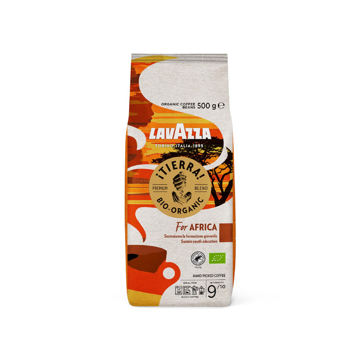 Кава в зернах Lavazza Tierra Africa, 100% біо-арабіка, легкого обсмаження для еспресо-машин, м'який фруктовий смак, 1 кг