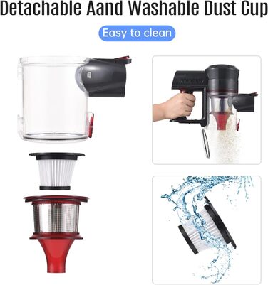 Акумуляторний пилосос Kavolet 25 kPa, 40 хв роботи, 2-в-1 для дому, офісу та авто. З насадкою для щілин та щіткою.