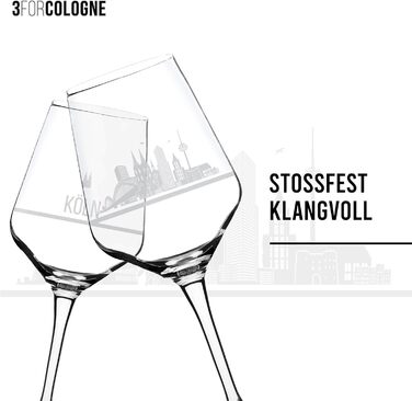 Set of 2 Cologne Wine Glasses | Gift in elegant packaging | Screen print, more detailed than engraving | Wine glass set usable as red wine glasses or white wine glasses | XL glasses as a souvenir.