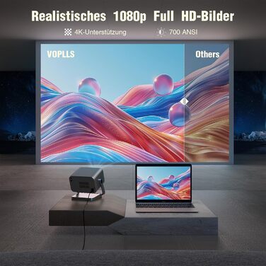 Портативний проєктор Smart Mini Beamer 4K з автофокусом та корекцією трапецеїдальних спотворень, 20000 Люмен, WiFi6, Bluetooth, Full HD 1080P, для телефону/ноутбука, кінотеатр для дому/на відкритому повітрі