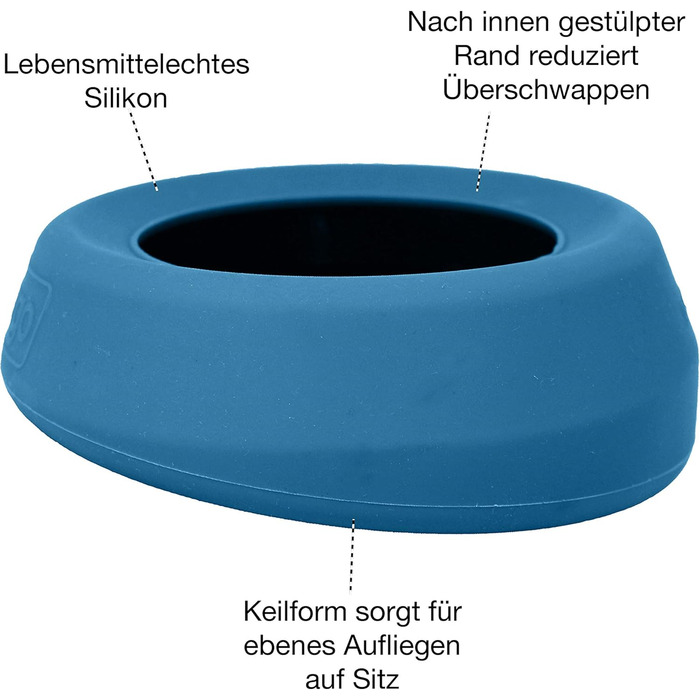 Kurgo Splash Free Wander: миска для води для собак, 0.7 л, блакитна, виготовлена з міцних матеріалів, не протікає, для подорожей та прогулянок