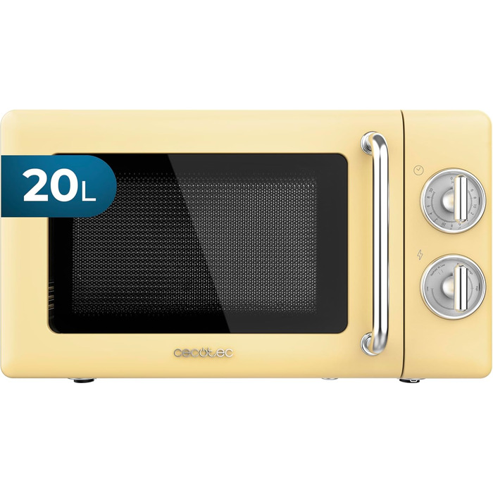 Мікрохвильова піч Cecotec Proclean 5110 Retro Blue, 20л, 700W, мікрохвилі з грилем, 8 програм, таймер 60 хв, функція розморожування, механічне керування, ретро дизайн