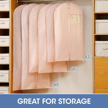 Прозорі мішки для одягу на вішалку, 101,6 см, 5 шт. - мішки для костюмів, шафа, пластик, водонепроникні, на блискавці, для мантій, курток, прозорі, рожеві, 43' - 2 шт.