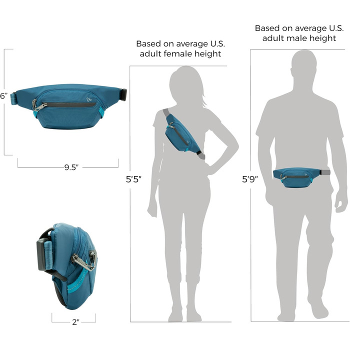 Чорний туристичний рюкзак Travelon Active Waist з захистом від крадіжки (9.5 x 6 x 2)