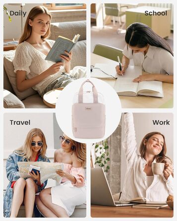 Рюкзак для ноутбука LOVEVOOK, 15.6 дюймів, жіночий, для школи/університету, подорожей, робочі будні. Водостійкий, елегантний, для дівчат-підлітків. Колір: бежево-рожевий