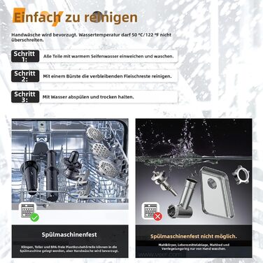 М'ясорубка електрична 2800 Вт нержавіюча сталь з насадками для ковбас та кубебе, для дому Mg090c