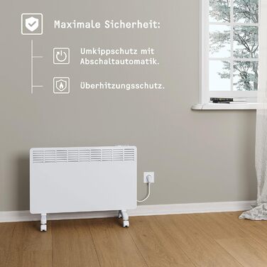 Електричний конвекторний обігрівач Stiebel Eltron 2 kW з терморегулятором, для приміщень до 25 м², TÜV geprüft, з роликами, 204450