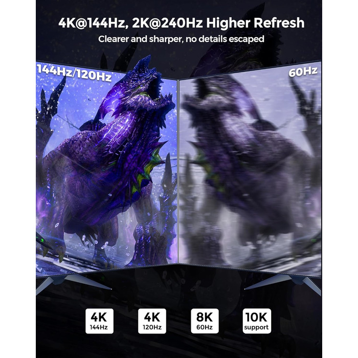 HDMI 2.1 кабель Silkland 8K з підтримкою eARC, 48Gbps, для PS5, Fire TV, HDTV, Laptop (1м, 2 шт.)