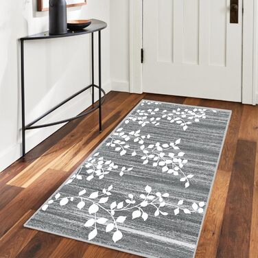 Килимок для підлоги, коридору, кухні - антиковзаючий, миючий, 60x90 см, сірий/блакитний