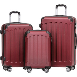 Набір валіз Beibye 2045 з трьох ролерів (3шт) - жорсткий корпус, 20 кольорів (темно-зелений, бордовий)