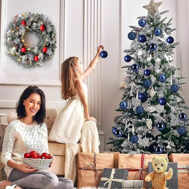 24 штуки новорічних кулі 4 см, пластикові, неб'ючі, для прикраси ялинки, синього кольору