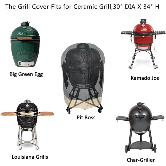 Чохол для гриля Kamado Onlyfire, сумісний з Big Green Egg Large, Kamado Joe Classic, Stand Alone, Grill Dome Large, Pit Boss K22, Louisiana K22