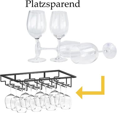 Стильна металева полиця для бокалів, підставка для бокалів, чорна полиця для зберігання бокалів, органайзер для кухні, бару (2 шт. з 2 підставками)