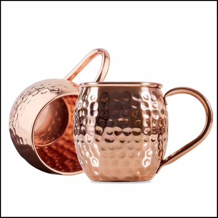 Sir Finley Monkey Moscow Mule Becher 2er Set - Copper Mugs, Pure Copper (100%) - Copper Cups 450 ml Suitable for Ayurveda (Design Fass)