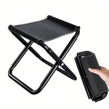 Зручний складаний стілець для кемпінгу Kiuiom: рибалка, пікнік, трекінг, полювання, туризм. Чорний. Максимальне навантаження 220 фунтів.