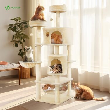 Котячий будиночок Vounot Kratzbaum Kein: стабільний котячий будиночок з платформами, SISAL-стовпчики, 88 см (Бежевий, XXL)
