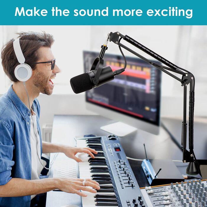 Тримач для мікрофона YOUSHARES з кріпленням для столу та стіни, металева конструкція, поп-фільтр для Shure MV7