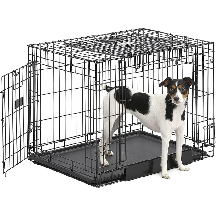 Кія MidWest Homes for Pets Ovation Modell 1924 - переносна переносна будка для собак, чорна, 61x57x60 см, з роздільником, захист підлоги, для маленьких порід