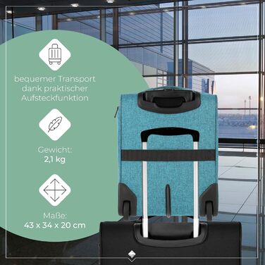 Чемодан ручної поклажі Travelite, 43 см, 28 л, Petrol (з сумкою для ліквідів)