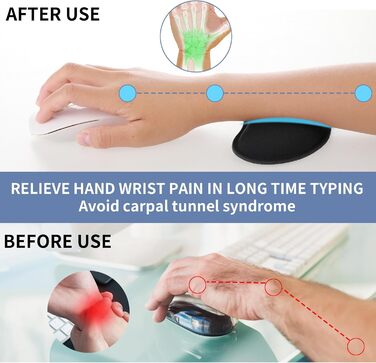 Підкладки для миші під руку 2 шт. Ergonomische Handballenauflage - ергономічні підкладки для миші з Memory Foam для ноутбука, комп'ютера, роботи, ігор та офісу