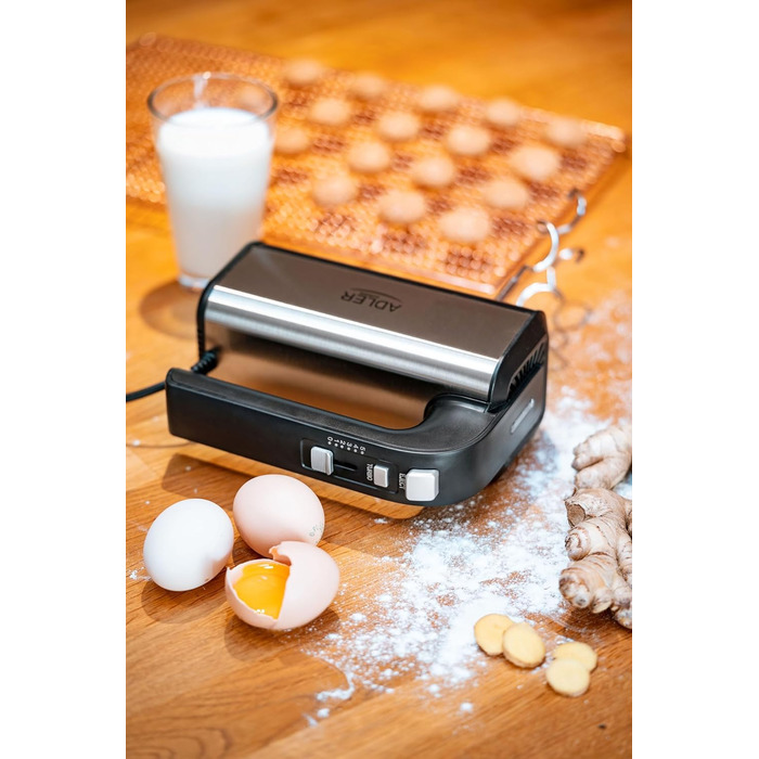 Ручний міксер ADLER AD4225, 800W, 5 швидкостей, турбо-режим, з нержавіючої сталі, для тіста та мусів