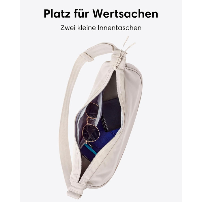 Сумка через плече LARKSON Solveig Medium бежева - Містка напівмісяць, водонепроникна (6.5 л)