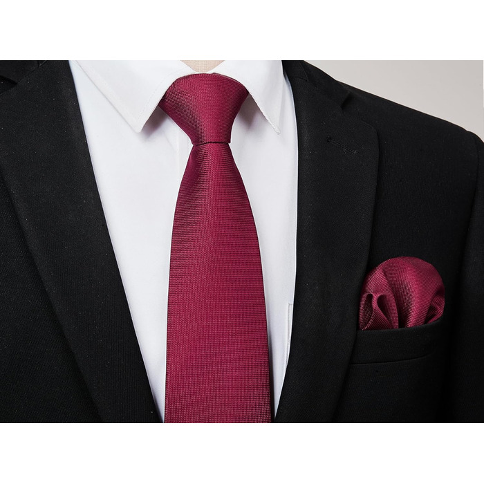 Набір краваток та нагрудних хустинок Enlision: класичний стиль для весілля та бізнесу (бордовий)