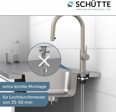 Кухонний змішувач SCHÜTTE 79562 Blackpool з висувною лійкою, поворотний на 360°, з однорідним змішувачем, нержавіюча сталь