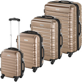 Набір валіз Tectake® 4 шт. з TSA замком, жорсткий корпус, набір валіз-роликів, ABS, 4 колеса, поворот на 360°, телескопічна ручка - зелений (шампань)