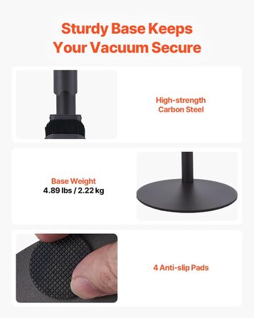 Підставка для пилососа VEVOR 126 см, сумісна з Dyson G5 V15 V12 V11 V10 V8 V7 V6, з аксесуарами, 6 гачків, антиковзаючі ніжки, срібна