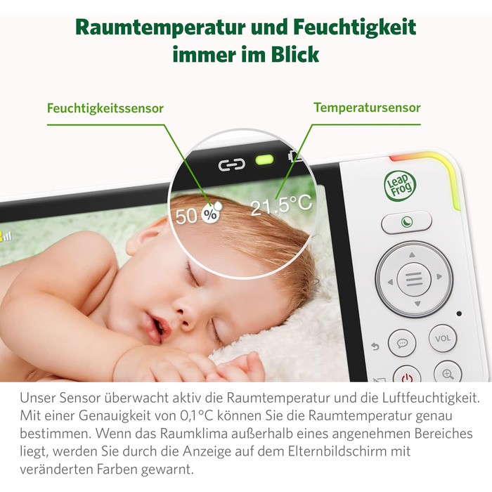Відеоняня LeapFrog LF2513 без Wi-Fi з IPS екраном 2.8 дюйма, поворотна, з нічним баченням, датчиком температури, радіусом дії 300 метрів та тривалістю роботи батареї 12 годин