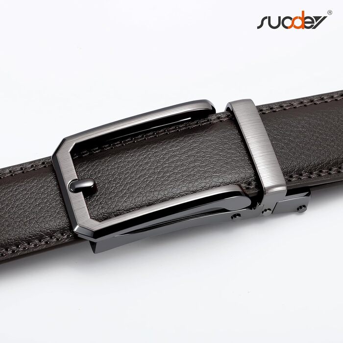 Чоловічий шкіряний ремінь Suosdey з автоматичною пряжкою, без отворів, ширина 30 мм, для ділових костюмів, джинсів та штанів, регульований, для талії 91-100 см