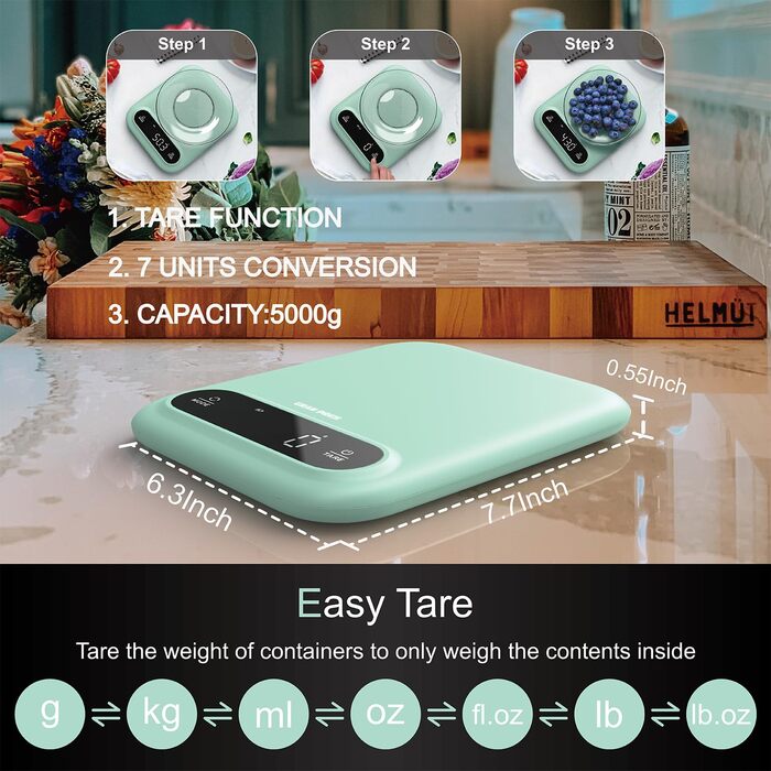 GRAM PRES Digitale Lebensmittelwaage: Кухонні ваги електронні, 5 кг/0.01 г, з LED-дисплеєм та функцією тарування