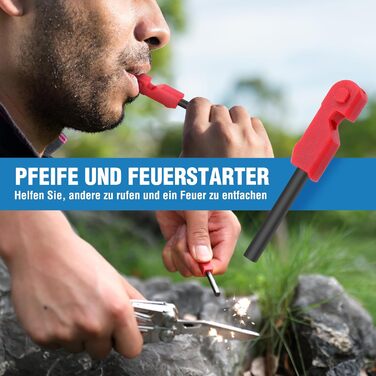 FLISSA 19-in-1 Multifunction Pliers - Multitool with Glass Breaker & Fire Starter - Stainless Steel Camping & Repair Tool with Carrying Case