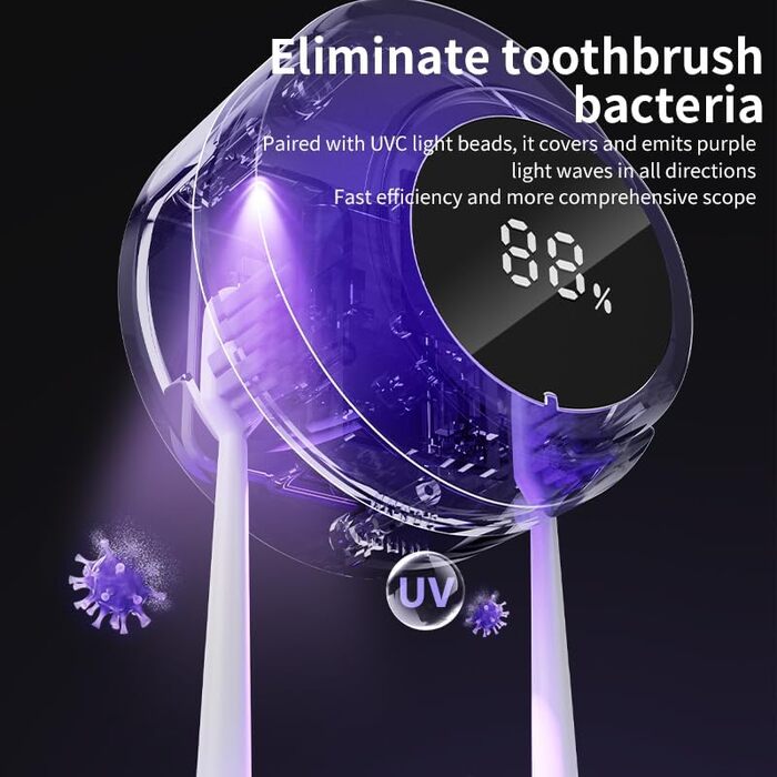 2-Slot Toothbrush Holder, Wall Mount, Portable UV Toothbrush Sanitizer, Travel Essentials Toothbrush Covers (white)