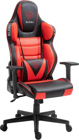 TRISENS Gaming Chair Racing Style Seat with Sports Seat and Ergonomic 4D Armrests, Color: Black/Red without Footrest Black / Red Without Footrest