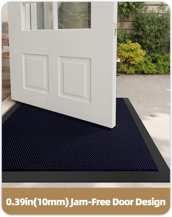 Килимок для дому та вулиці COLOR&GEOMETRY 76x43 см, грязестійкий, антиковзаючий, легко миється, для входу, сірий (80x120 см, синій)