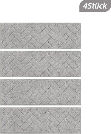 Килимки на сходи BEQHAUSE, антиковзні, 22x70 см, сірі (4 шт.) - для дітей, літніх людей, домашніх тварин, машинне прання